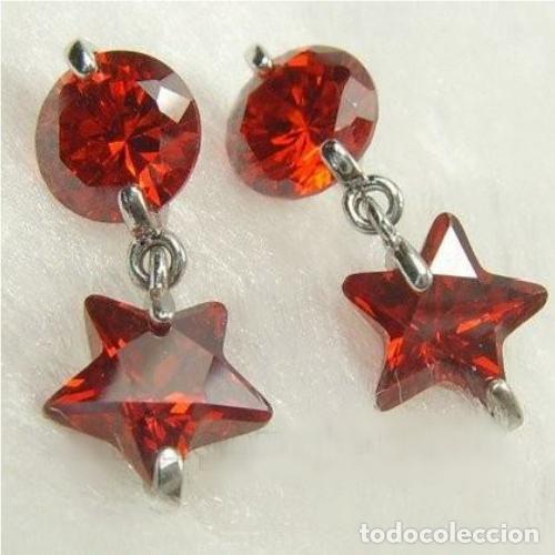 Joyeria: pendientes estrellas chapados en oro blanco con circonitas. - Foto 2