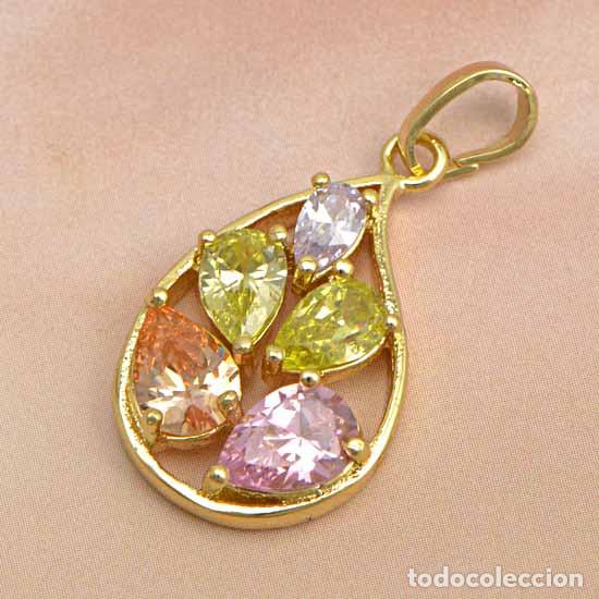 Joyeria: colgante chapado en oro con circonitas multicolor - Foto 1