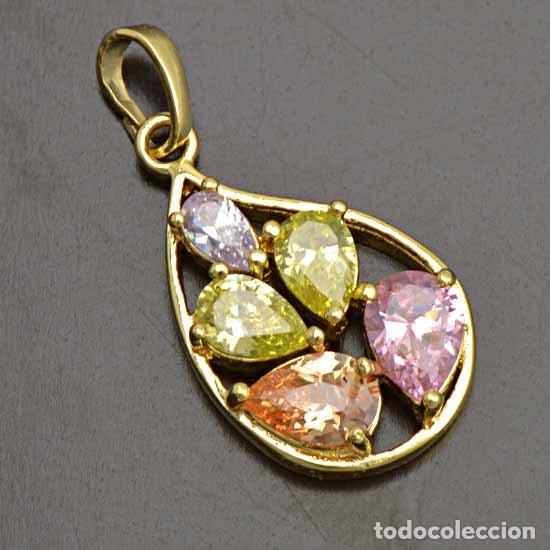 Joyeria: colgante chapado en oro con circonitas multicolor - Foto 2
