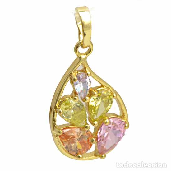 Joyeria: colgante chapado en oro con circonitas multicolor - Foto 3