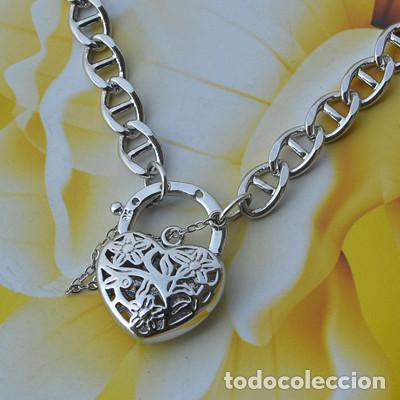 Joyeria: pulsera chapada en oro blanco con coraz&oacute;n repujado. - Foto 2