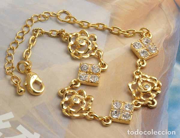 Joyeria: pulsera chapada en oro con circonitas. - Foto 1