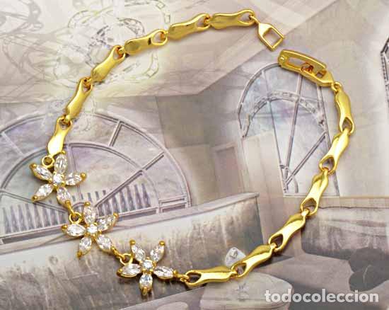 Joyeria: pulsera chapada en oro con circonitas. - Foto 3