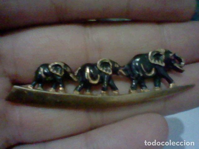 Joyeria: BROCHE VINTAGE ELEFANTES 6 CMS LARGO RETRO DORSO ALFILER LEER