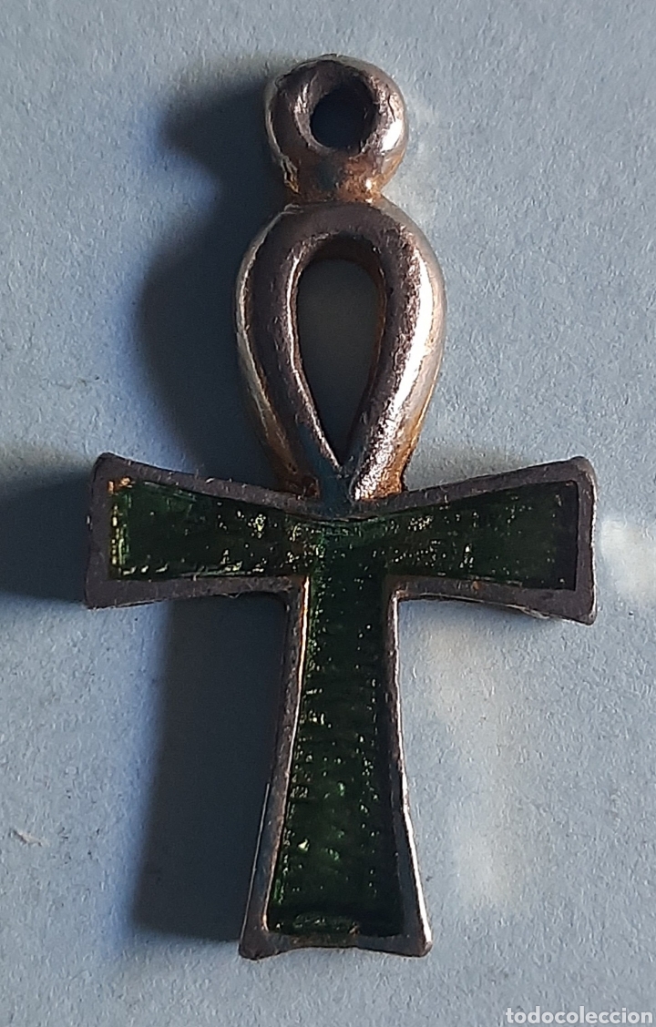 Joaillerie: Colgante Cruz Ansada Plateado y Verde