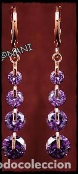Joyeria: PRECIOSOS PENDIENTES DE PLATA 925 LAMINADOS EN ORO Y ZIRCONIAS CUBICAS AMATISTAS.