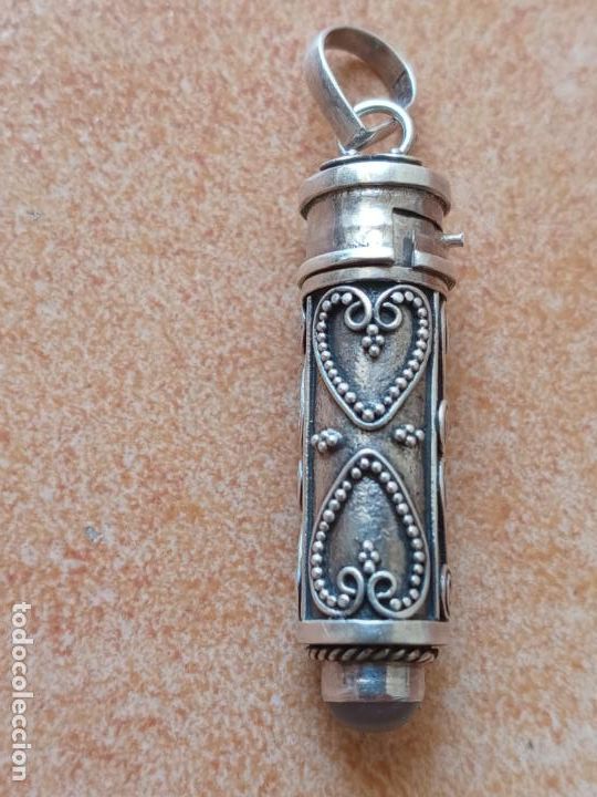 Joaillerie: Colgante de plata cofre de los deseos- filigrana corazon piedra semipreciosa 925