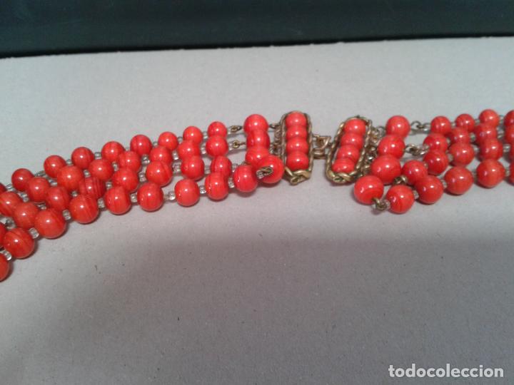 Joyeria: Gargantilla opalina roja. 4 bueltas. 50 cm. Avierta. - Foto 3