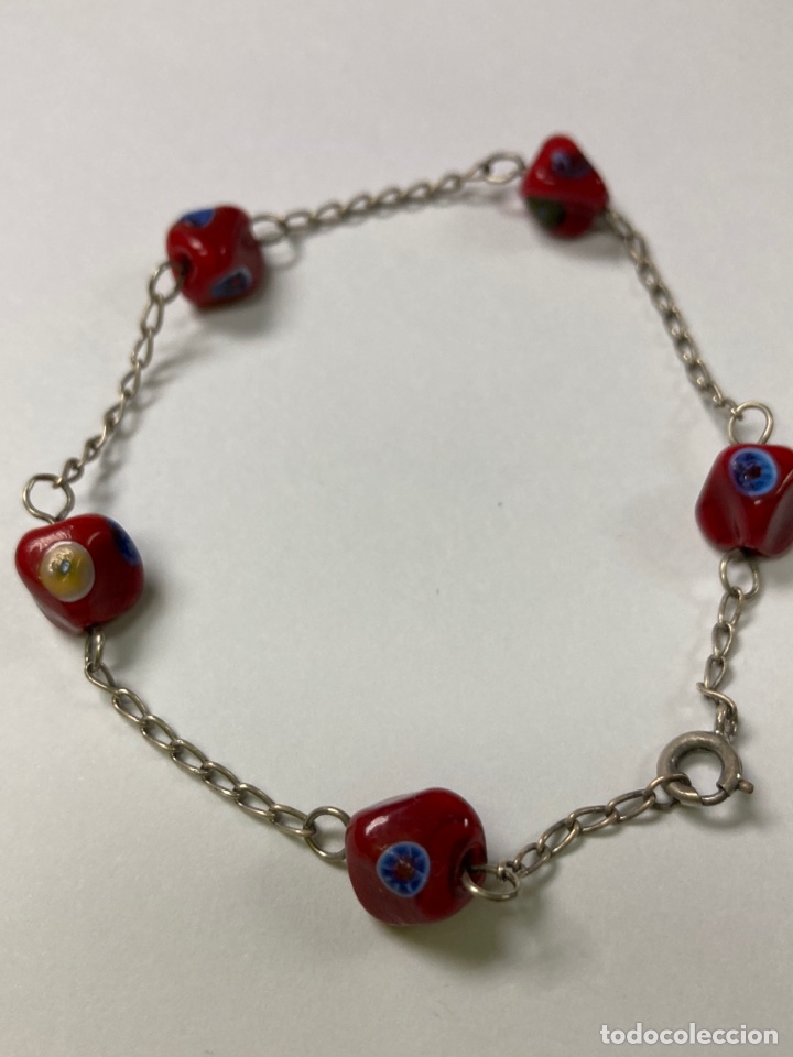 Joalharia: Pulsera plata y piedras rojas