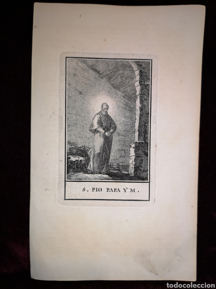 Gioielleria: SAN PIO PAPA Y M. - GRABADO ANTIGUO - 10 X 17 CM - IMAGEN - 6 X 9.50 CM