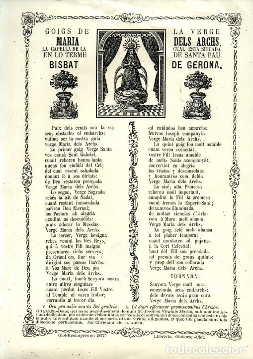Schmuck: GOIGS DE NTRA. SRA. DELS ARCHS DE SANTA PAU (OLOT, S.F.) FACS&Iacute;MIL DE 1877