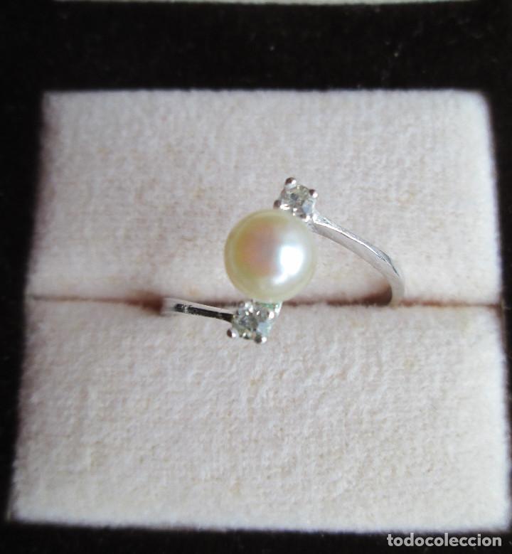 Joyeria: ANILLO DE PLATA MACIZA CON PERLA Y CIRCONITAS - SIN ESTRENAR - Foto 2