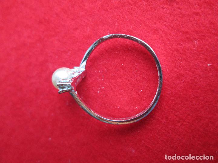 Joyeria: ANILLO DE PLATA MACIZA CON PERLA Y CIRCONITAS - SIN ESTRENAR - Foto 3