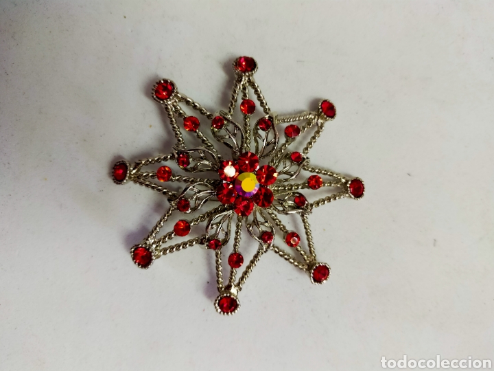 Gioielleria: BROCHE BISUTERIA, METAL Y PIEDRAS ROJAS