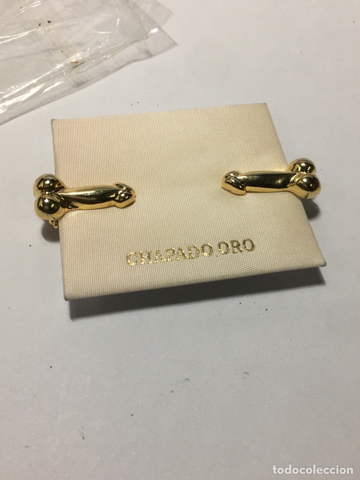 Joyeria: Pendientes cahapados oro eroticos cierre Omega antiguos a&ntilde;os 80