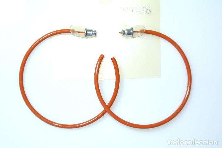 Joyeria: Pendientes de aro color marr&oacute;n, 5 cm, Nuevos - Foto 1