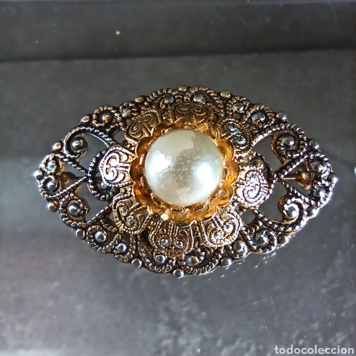 Joalharia: Broche antiguo dorado con filigrana * bisuteria