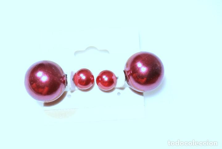Joyeria: Pendientes de doble bola de color, NUEVOS - Foto 1
