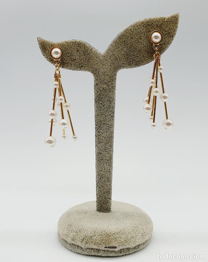 Joyeria: Originales pendientes chapados en oro de 14k con perlas de dise&ntilde;o sofisticado . - Foto 5