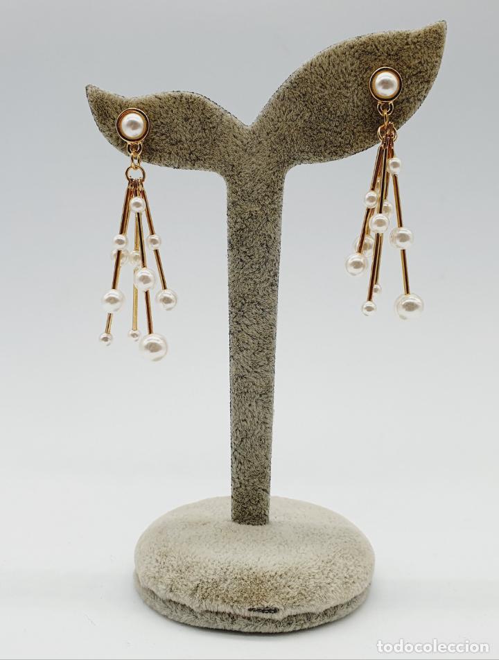 Joyeria: Originales pendientes chapados en oro de 14k con perlas de dise&ntilde;o sofisticado . - Foto 1
