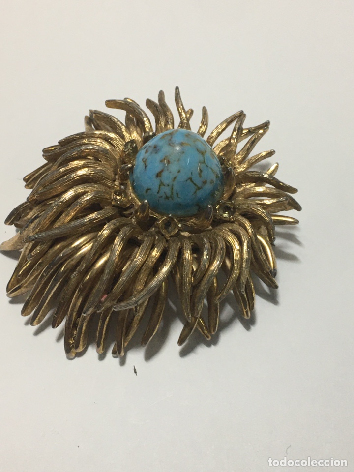 Gioielleria: Broche con piedra tipo turquesa Nataly a&ntilde;os 50-60 vintage /B47