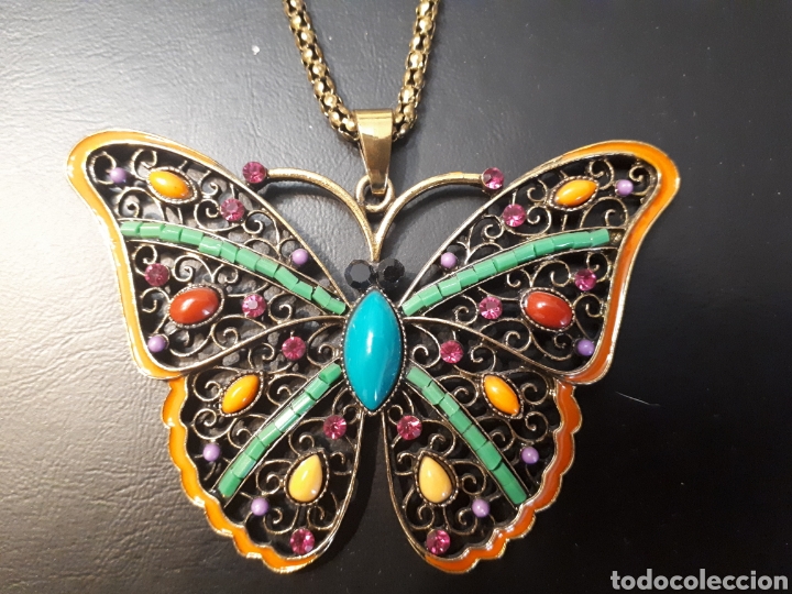 Gioielleria: Collar mariposa piedrecitas colores