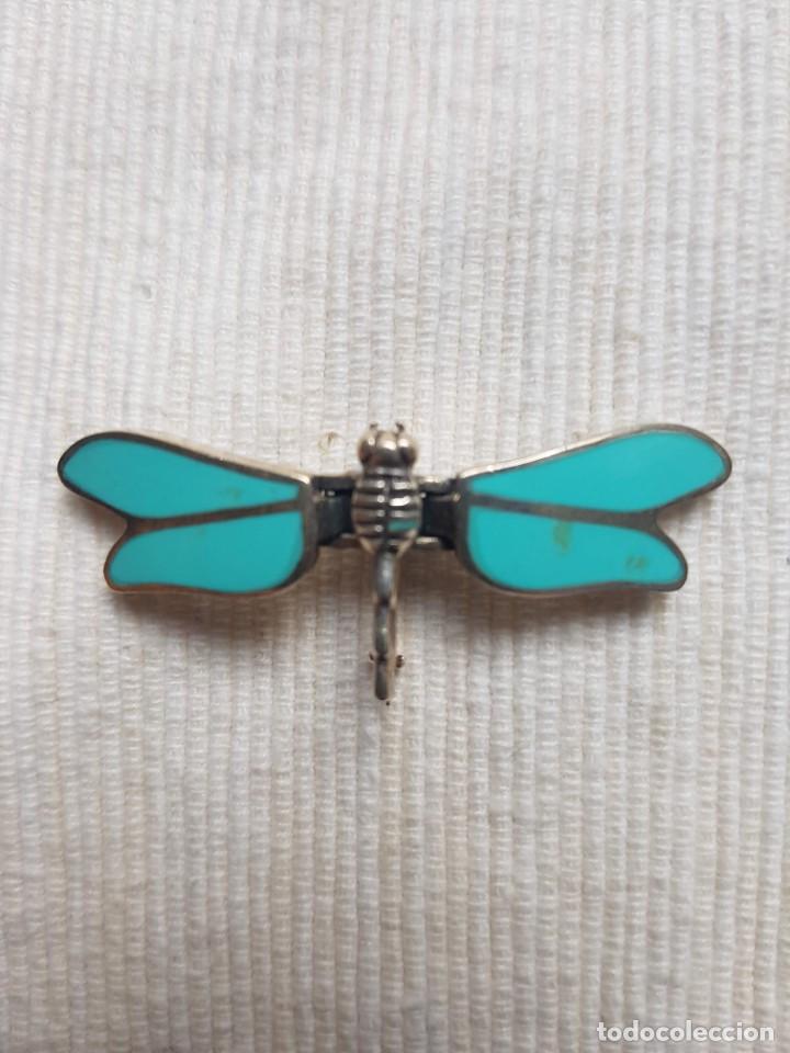Joaillerie: BROCHE MET&Aacute;LICO PLATEADO LIB&Eacute;LULA AZUL TURQUESA