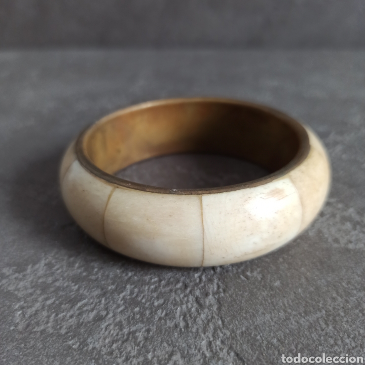 Gioielleria: Brazalete vintage de hueso y lat&oacute;n