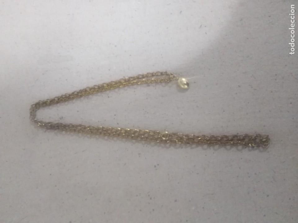Joyeria: CADENA Y COLGANTE DE CAF&Eacute; CON PIEDRA. M. 24 . VERDE BA&Ntilde;O DE ORO