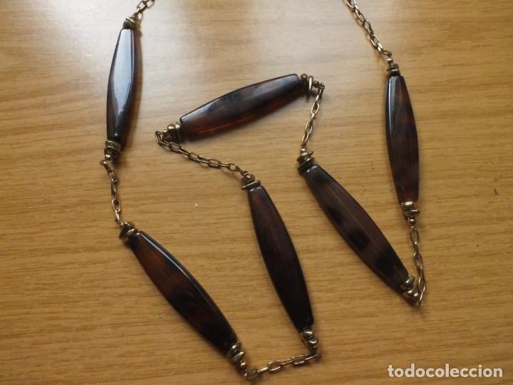 Joyeria: COLLAR LARGO ANTIGUO CON ABALORIOS SIMIL CAREY - Foto 1