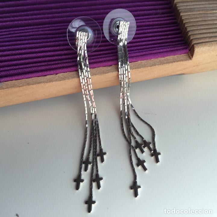 Joyeria: PENDIENTES EN PLATA RODIADA. CRUCES. VINTAGE - Foto 2