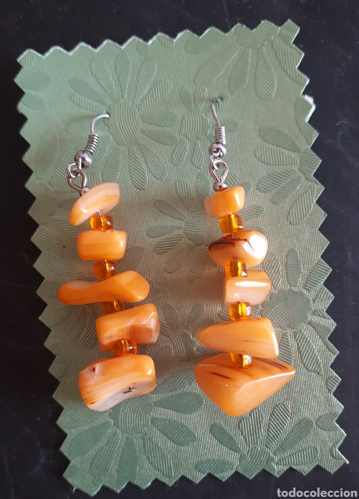 Gioielleria: Pendientes piedra Colecci&oacute;n T&oacute;tem de Janil montaje artesanal naranja