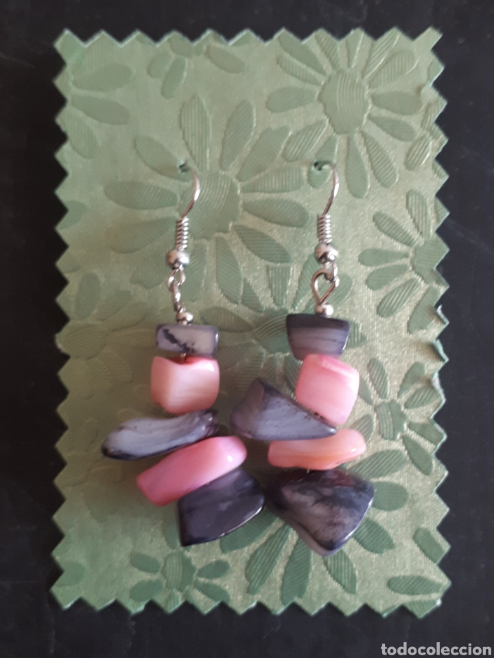 Gioielleria: Pendientes piedra Colecci&oacute;n T&oacute;tem de Janil montaje artesanal gris y rosa