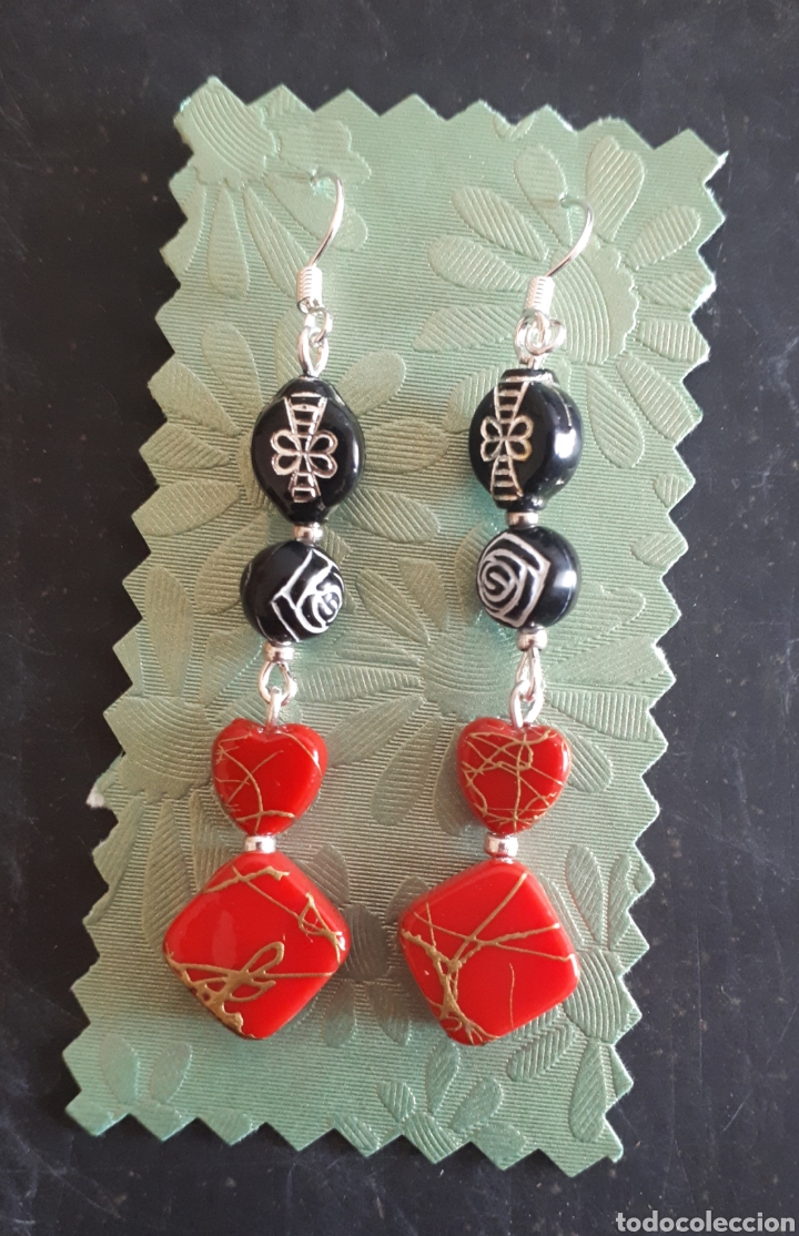 Gioielleria: Pendientes Colecci&oacute;n Stendhal de Janil montaje artesanal rojo y negro