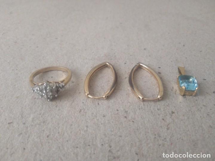 Schmuck: LOTE DE PENDIENTES. COLGANTE Y ANILLO DORADO. M. 30