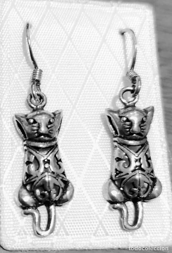 Joyeria: pendientes gatos en plata de ley - Foto 1
