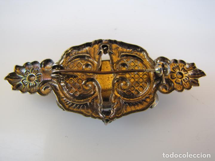 Joyeria: 19.- Broche cristal negro y lat&oacute;n - Foto 4