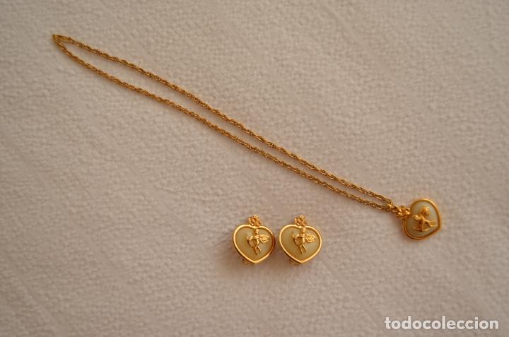 Joyeria: Conjunto de collar y pendientes dorados en forma de coraz&oacute;n - Foto 1