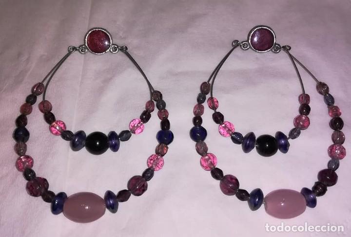 Joyeria: PENDIENTES GRANDES CON TONOS AZULES, MALVA Y VIOLETA