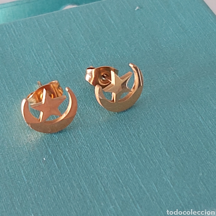 Joyeria: PRECIOSOS PENDIENTES DE ACERO Y ORO. MODELO: SOL Y LUNA. - Foto 3