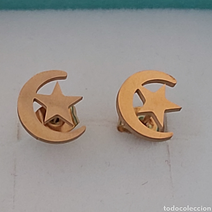 Joyeria: PRECIOSOS PENDIENTES DE ACERO Y ORO. MODELO: SOL Y LUNA. - Foto 1