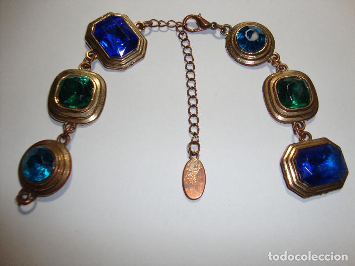 Gioielleria: ANTIGUA Y RARA PULSERA CON PIEDRAS AZULES Y VERDES PARA REPARAR EL CIERRE