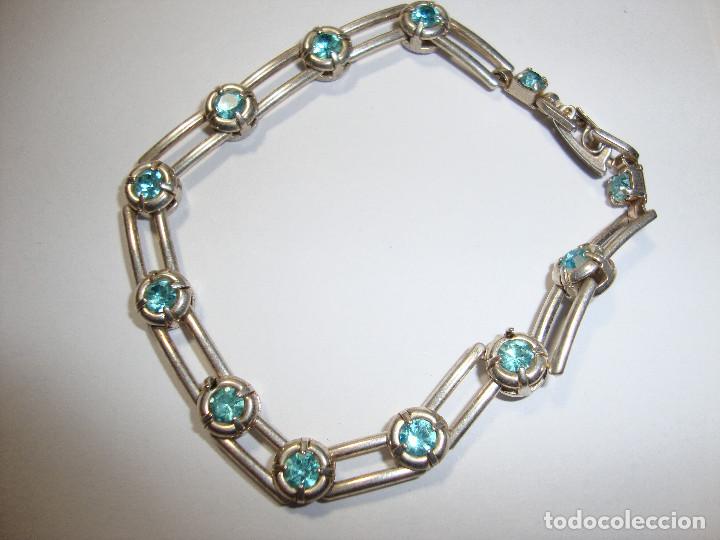 Gioielleria: MUY BONITA PULSERA CON PIEDRAS AZULES PLATEADA ESTADO PERFECTO