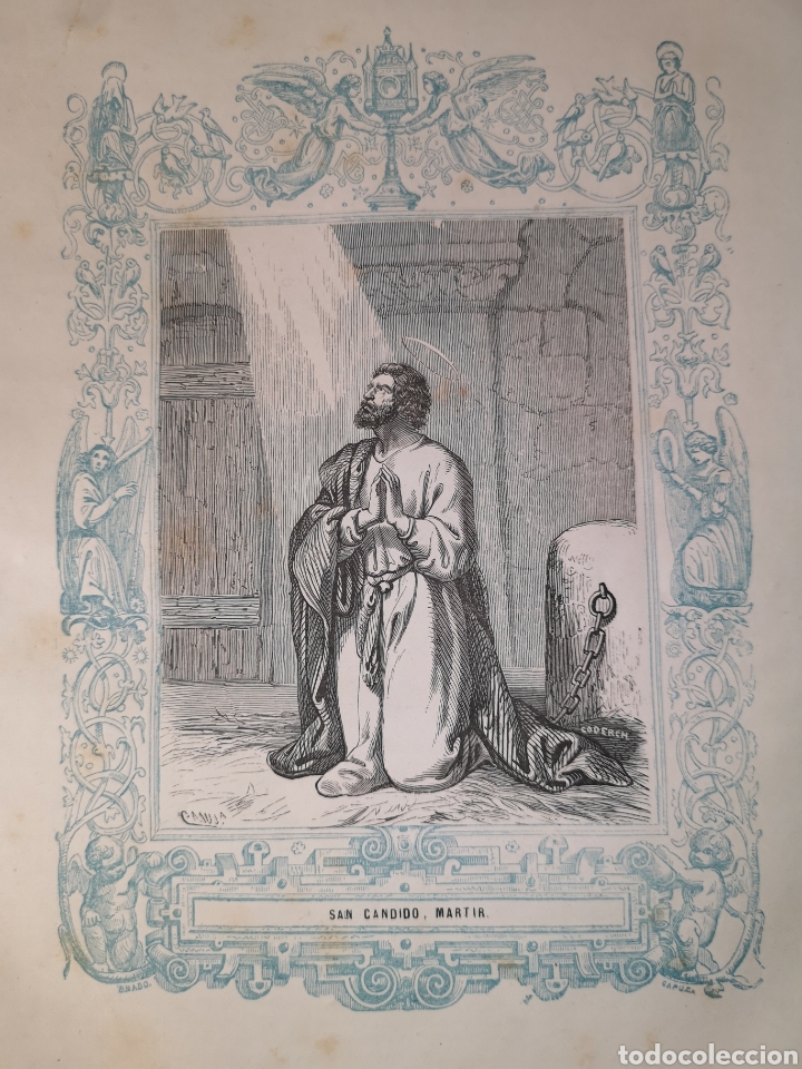 Joalharia: GRABADO RELIGIOSO - SAN C&Aacute;NDIDO - A&Ntilde;O 1852 - A&Ntilde;O CRISTIANO - 17.50 X 26 CM - IMAGEN 12 X 17 CM