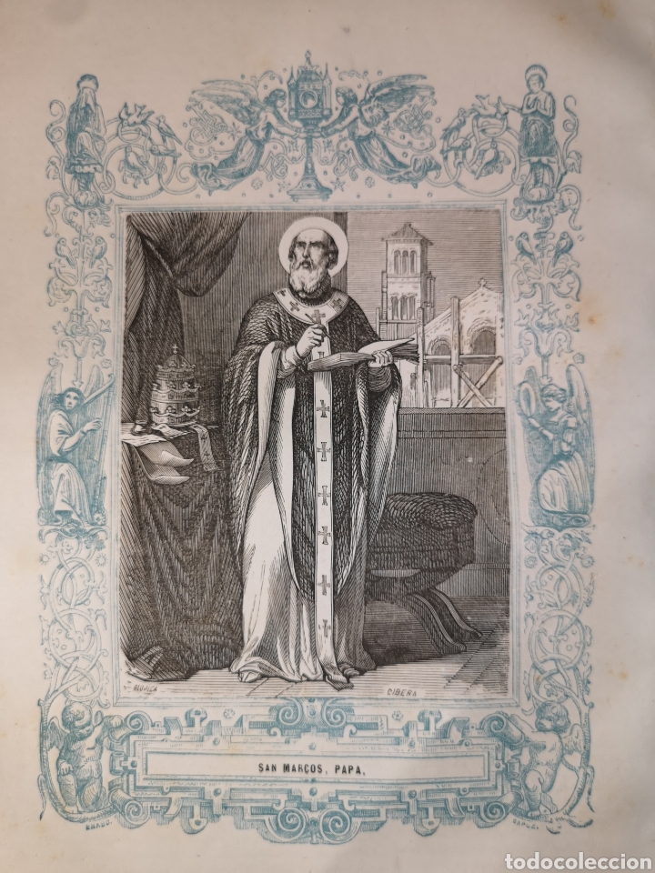 Joalharia: GRABADO RELIGIOSO - SAN MARCOS - A&Ntilde;O 1852 - A&Ntilde;O CRISTIANO - 17.50 X 26 CM - IMAGEN 12 X 17 CM