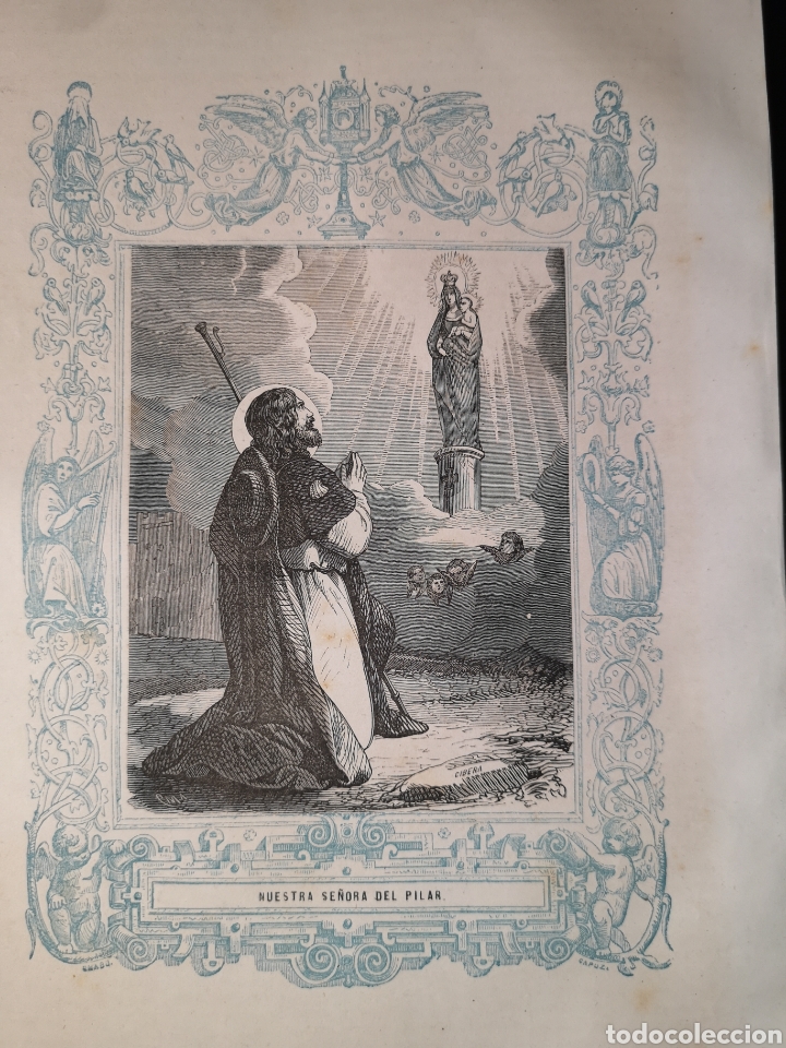 Joalharia: GRABADO RELIGIOSO - NTRA SRA DEL PILAR - A&Ntilde;O 1852 - A&Ntilde;O CRISTIANO - 17.50 X 26 CM - IMAGEN 12 X 17CM