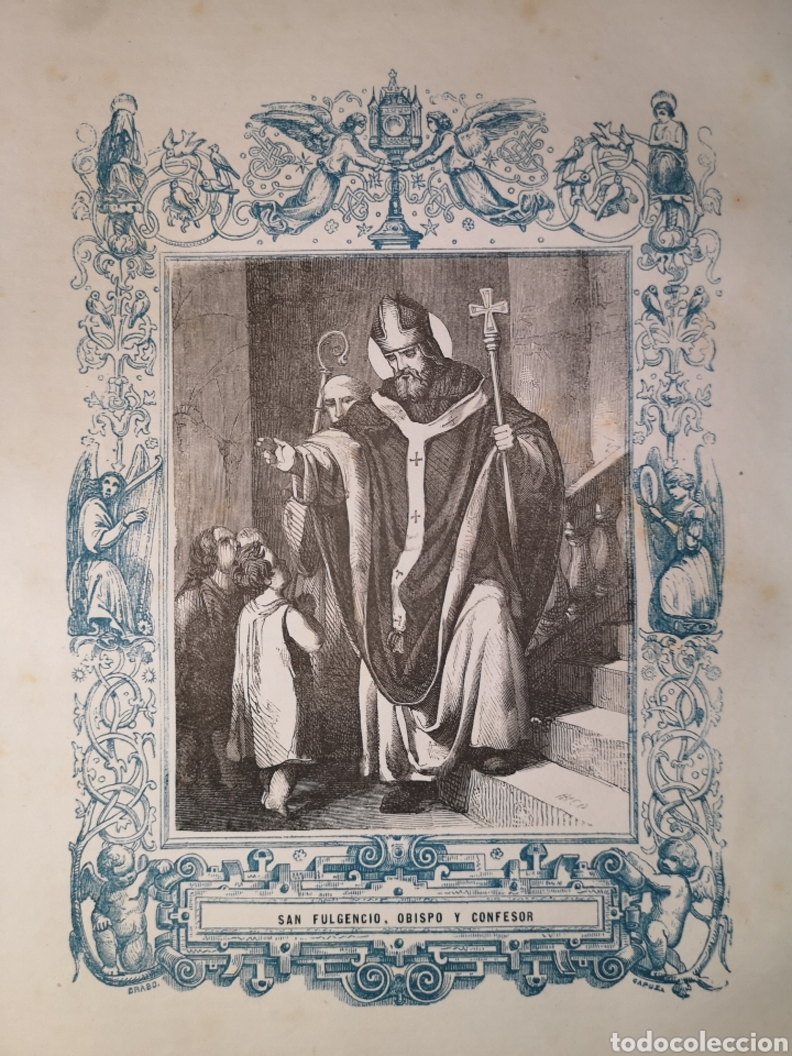 Joalharia: GRABADO RELIGIOSO - SAN FULGENCIO - A&Ntilde;O 1852 - A&Ntilde;O CRISTIANO - 17.50 X 26 CM - IMAGEN 12 X 17 CM