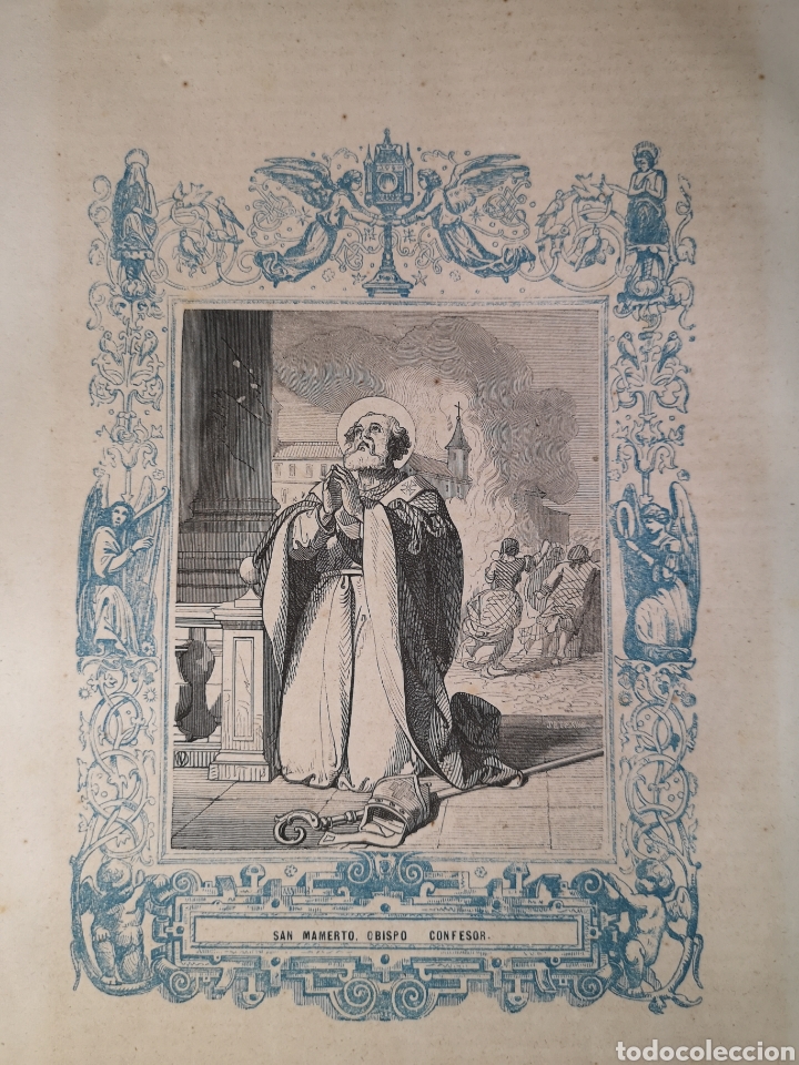 Joalharia: GRABADO RELIGIOSO - SAN MAMERTO - A&Ntilde;O 1852 - A&Ntilde;O CRISTIANO - 17.50 X 26 CM - IMAGEN 12 X 17 CM