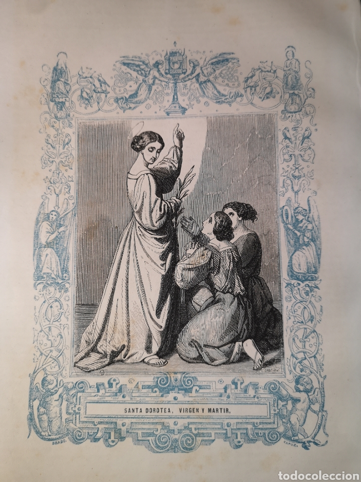 Joalharia: GRABADO RELIGIOSO - SANTA DOROTEA - A&Ntilde;O 1852 - A&Ntilde;O CRISTIANO - 17.50 X 26 CM -IMAGEN 12 X 17 CM