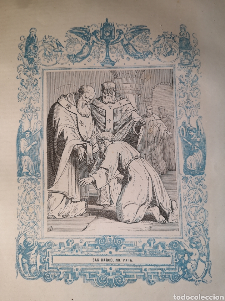 Joalharia: GRABADO RELIGIOSO - SAN MARCELINO - A&Ntilde;O 1852 - A&Ntilde;O CRISTIANO - 17.50 X 26 CM - IMAGEN 12 X 17 CM